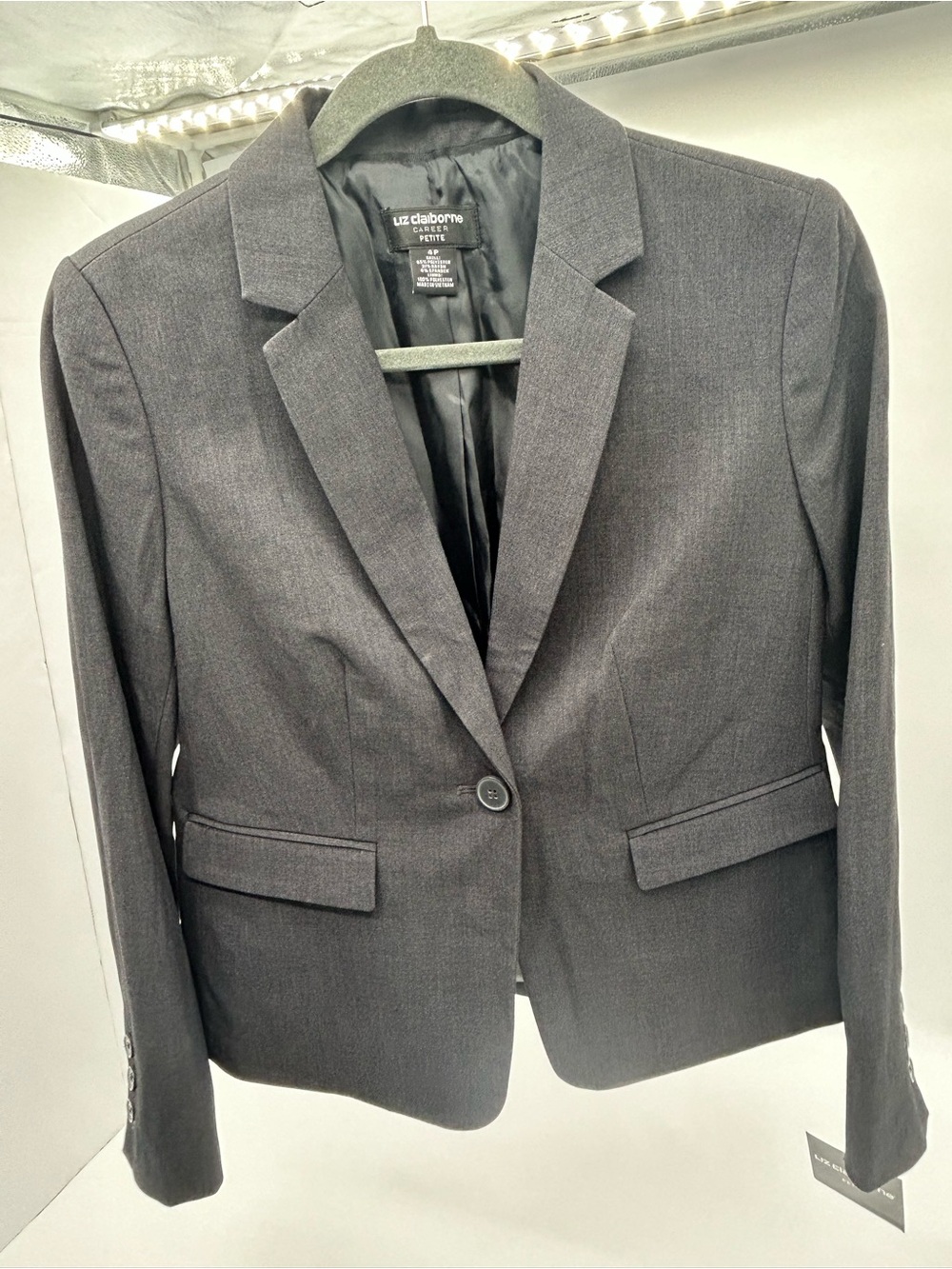 Liz Claiborne Petite Gray Single-Button Blazer size 4P